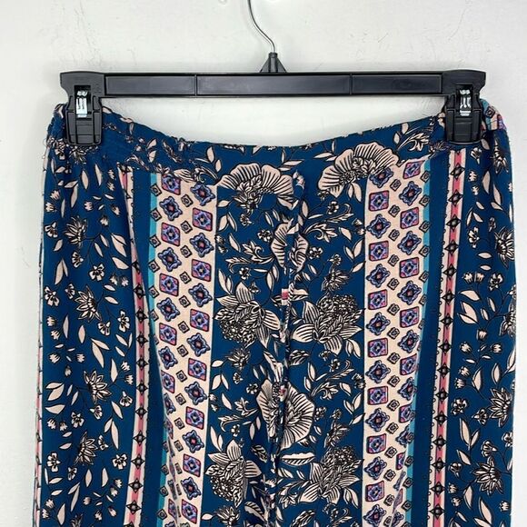 Angie Boho Mixed Print Pull On Pants Wide Leg relaxed size Large - Picture 3 of 7